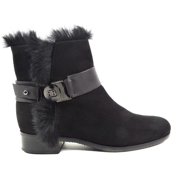 Baldinini Shoes - BALDININI 🇮🇹 WOMEN'S BLACK SUEDE WINTER FUR LINING FASHION CHELSEA BOOTIE